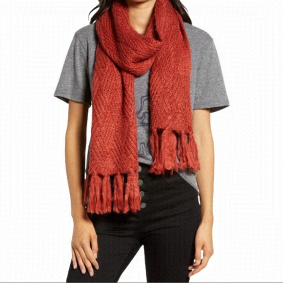 Treasure & Bond Fringe Stitch Scarf rust BNWT - Picture 1 of 5